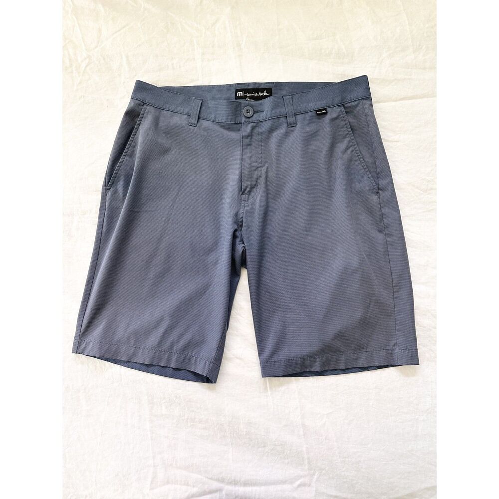 TravisMathew Golf Shorts Mens 34 Blue Performance Stretch Flat Front Casual